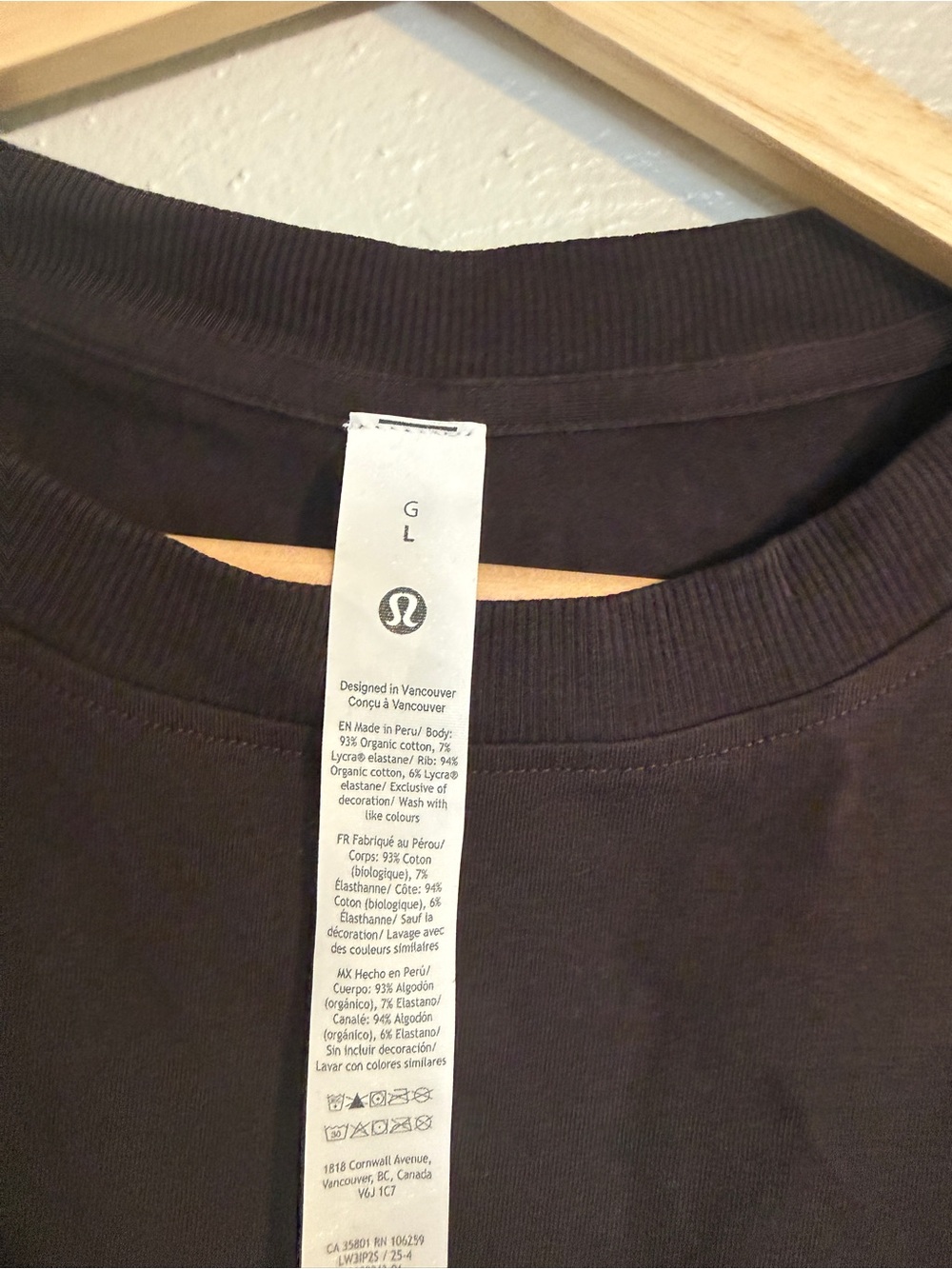 Lululemon All Yours Organic Crop Tee - Dark Brown (Sequoia) - Picture 3 of 4